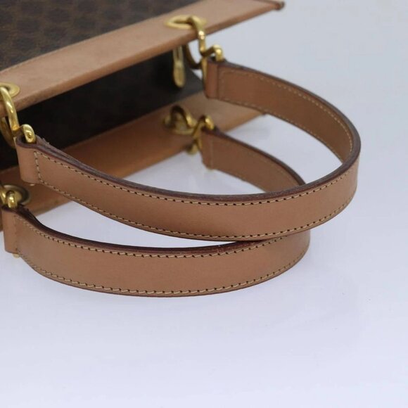 CELINE Macadam Canvas Hand Bag PVC Leather Brown Gold - Picture 11 of 16